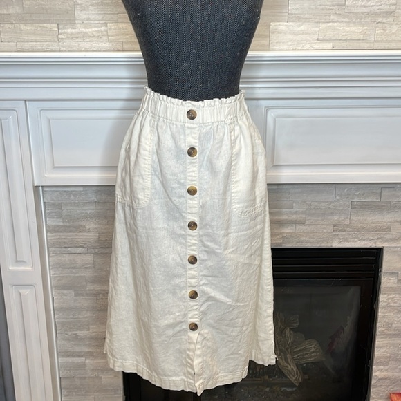 Dip Linen Blend Midi Button Detail Skirt Size XS - Picture 1 of 6